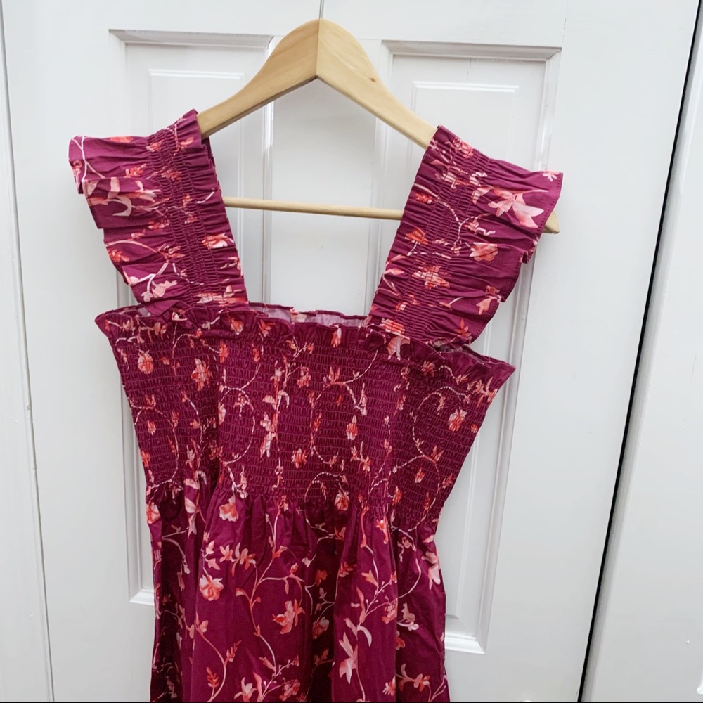Hill House Home The Ellie Nap Dress in Burgundy Botanical - Picture 8 of 9